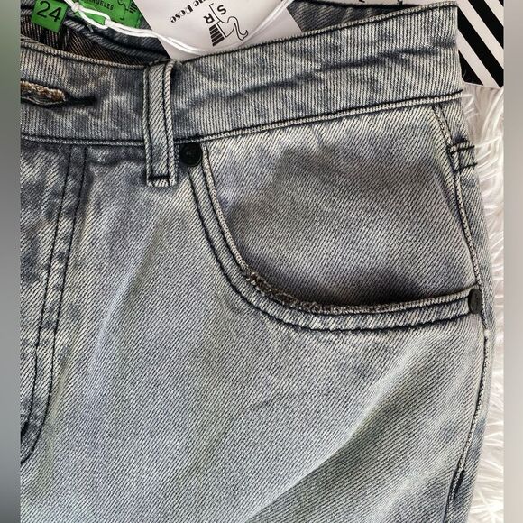 Free People Sandrine Rose The Virgin Label button up jeans silver grey size 24 - Picture 5 of 11